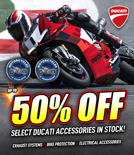 up to 50% off select Ducati parts and accessories